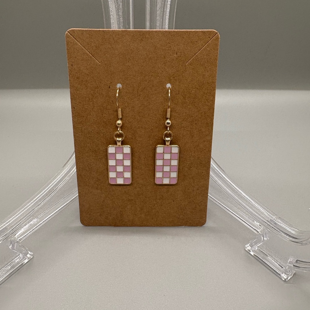 Hand Crafted Checkered Earrings